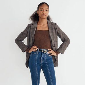 Madewell Larsen Blazer in Hawsell Plaid with matching baseball cap NWT